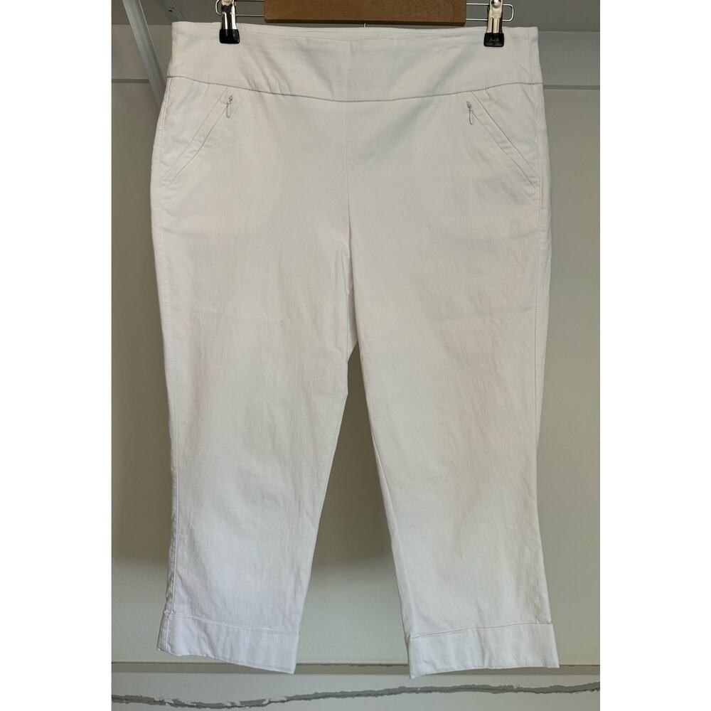 Renuar Women's Capris White Stretch Waist Dress Pants Size 12 - Picture 1 of 9